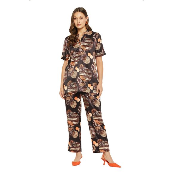 Gypsie Blu Women Satin Pajama Set 2 Piece Short Sleeve Soft & Silk Button Down - Picture 1 of 7